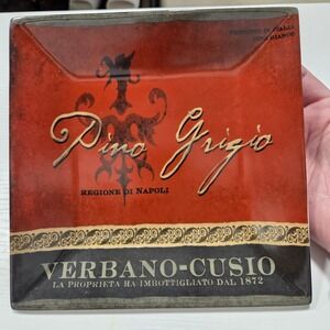 Vintage Italian Vino Bianco Pinot Grigio Decorative Glass Plate Dish